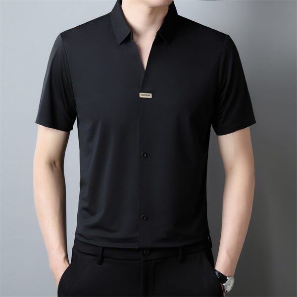 Thin Business Casual Men's Draping Summer Ice Silk Short Sleeve Shirt - Image 2