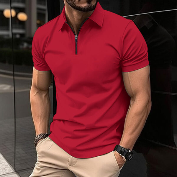 Summer Zipper Solid Color Men's Sports Top - Image 3