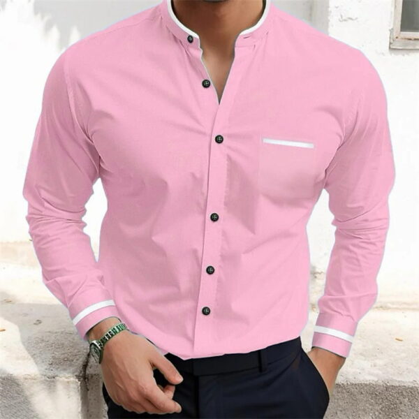 Simple Pure Color All-matching Loose Single-breasted Stand Collar Shirt - Image 7