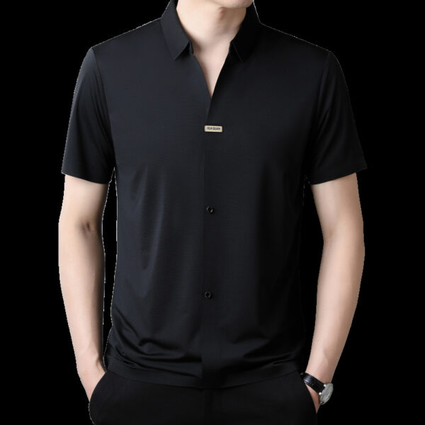 Thin Business Casual Men's Draping Summer Ice Silk Short Sleeve Shirt