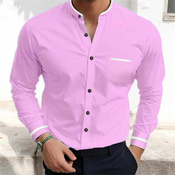 Simple Pure Color All-matching Loose Single-breasted Stand Collar Shirt - Image 8