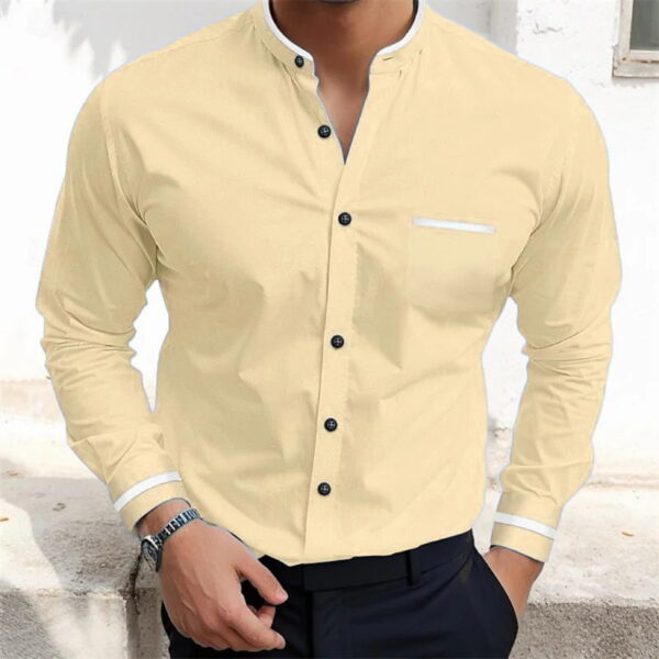 Simple Pure Color All-matching Loose Single-breasted Stand Collar Shirt - Image 9