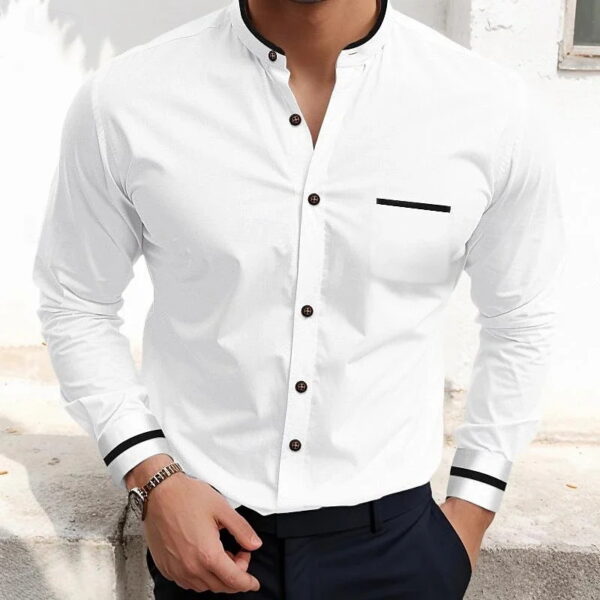 Simple Pure Color All-matching Loose Single-breasted Stand Collar Shirt - Image 6