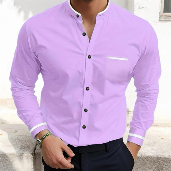 Simple Pure Color All-matching Loose Single-breasted Stand Collar Shirt - Image 10