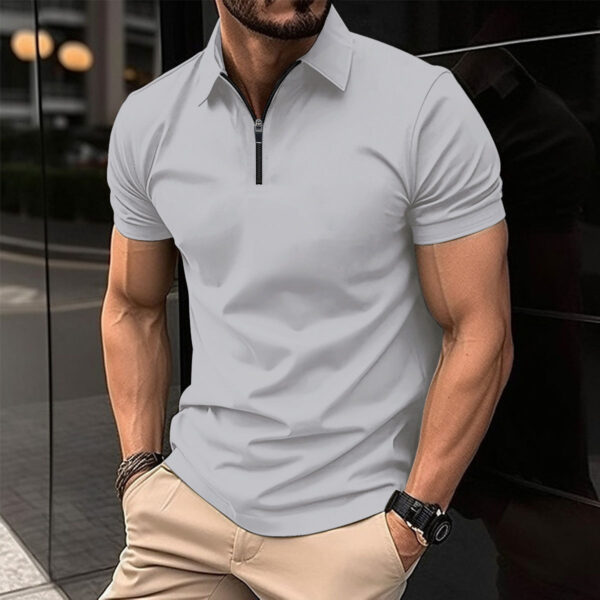 Summer Zipper Solid Color Men's Sports Top - Image 6